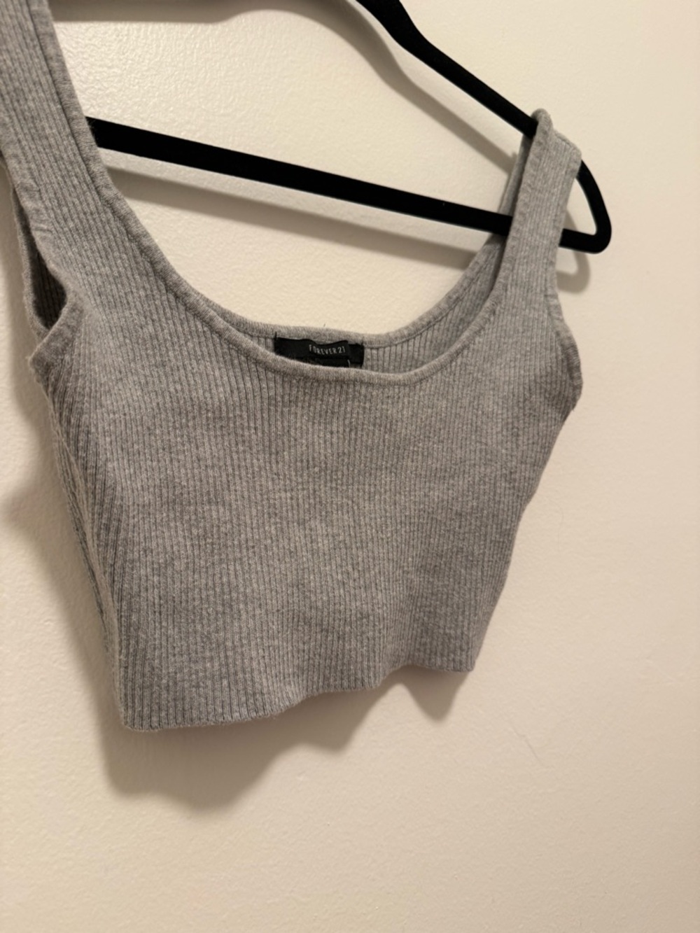 Gray Ribbed Cropped Tank Top Forever 21 Size Xtra Small - Picture 3 of 4
